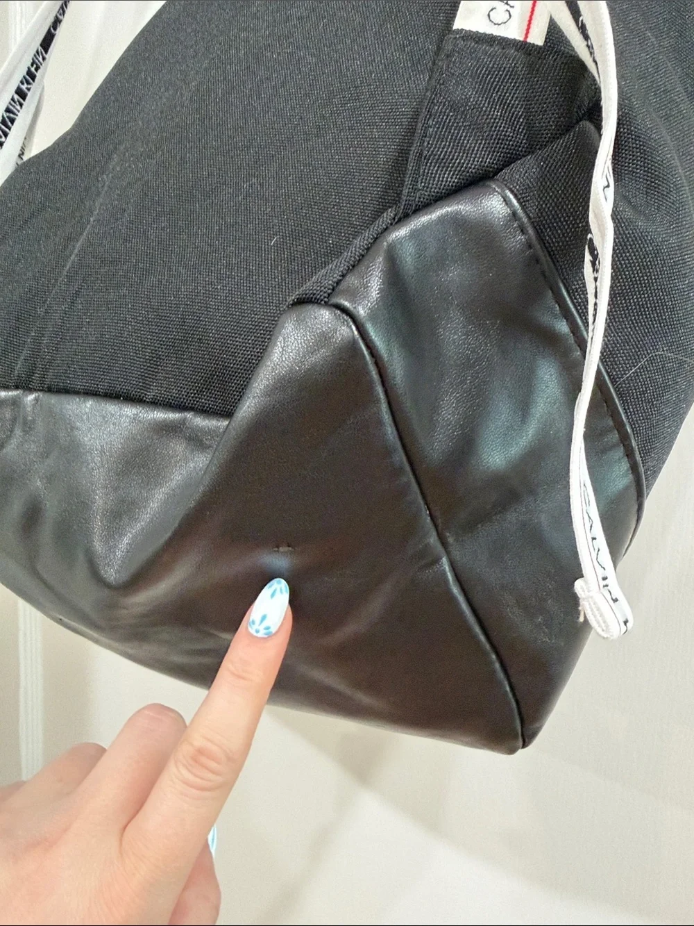 Calvin Klein Black Canvas 'CK Everyone' Backpack with Leather Trim